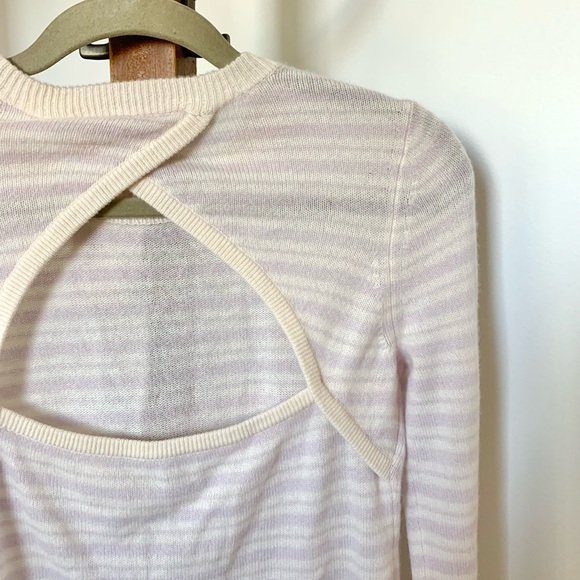 NWT Intermix Noelle Cashmere Striped Crossover Back Sweater - Picture 14 of 15